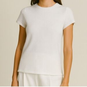 Cashmere Cream Short Sleeve Off White Sweater